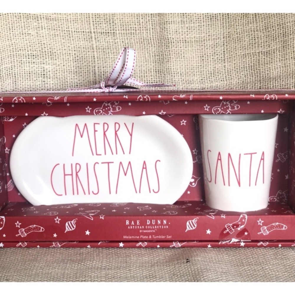 Rae Dunn MERRY CHRISTMAS Plate & SANTA Tumbler